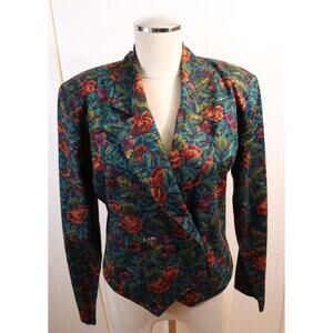 Vintage Floral Blazer Women JD Too Small Cotton (36)